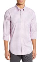 Men's Southern Tide Staycation Intercoastal Regular Fit Plaid Performance Sport Shirt, Size - Pink