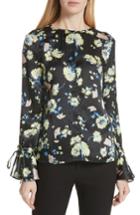 Women's Derek Lam 10 Crosby Garden Floral Silk Ruffle Sleeve Blouse - Black