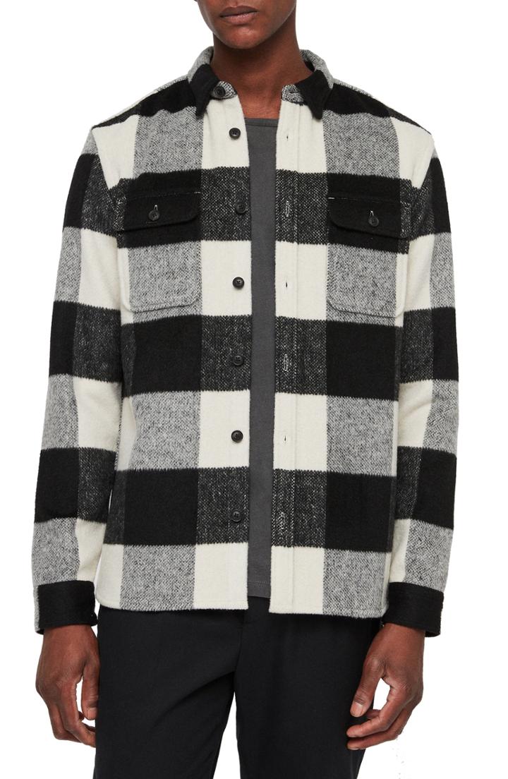 Men's Allsaints Laona Regular Fit Check Flannel Sport Shirt - Ivory