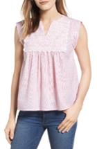 Women's Thml Embroidered Stripe Cotton Babydoll Top - Red