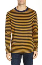 Men's French Connection Stripe Cotton & Wool Sweater - Blue