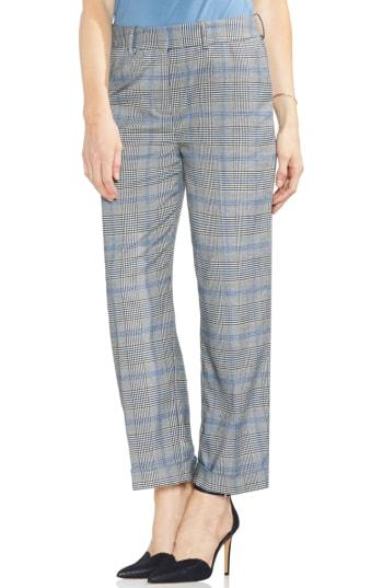 Women's Vince Camuto Blue Accent Plaid Cuffed Crop Pants - Black