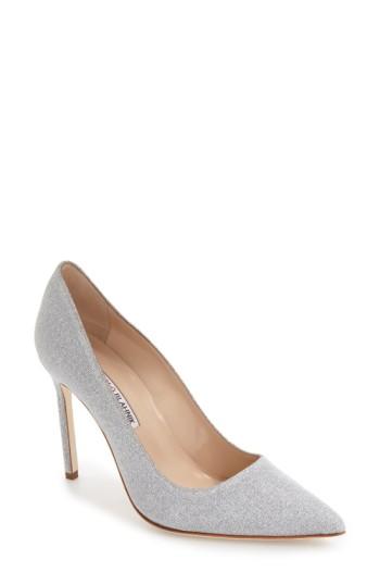 Women's Manolo Blahnik Bb Pointy Toe Pump .5us / 37.5eu - Metallic