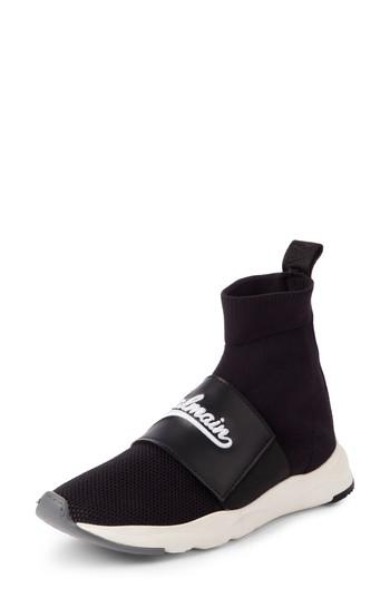 Women's Balmain Cameron Logo Band Sock Sneaker Eu - Black