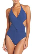 Women's Tory Burch Halter One-piece Swimsuit - Blue