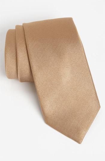 David Donahue Woven Silk Tie Tan