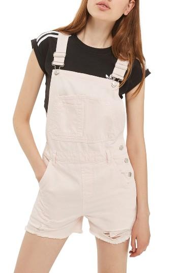 Women's Topshop Boyfriend Short Overalls Us (fits Like 0-2) - Pink