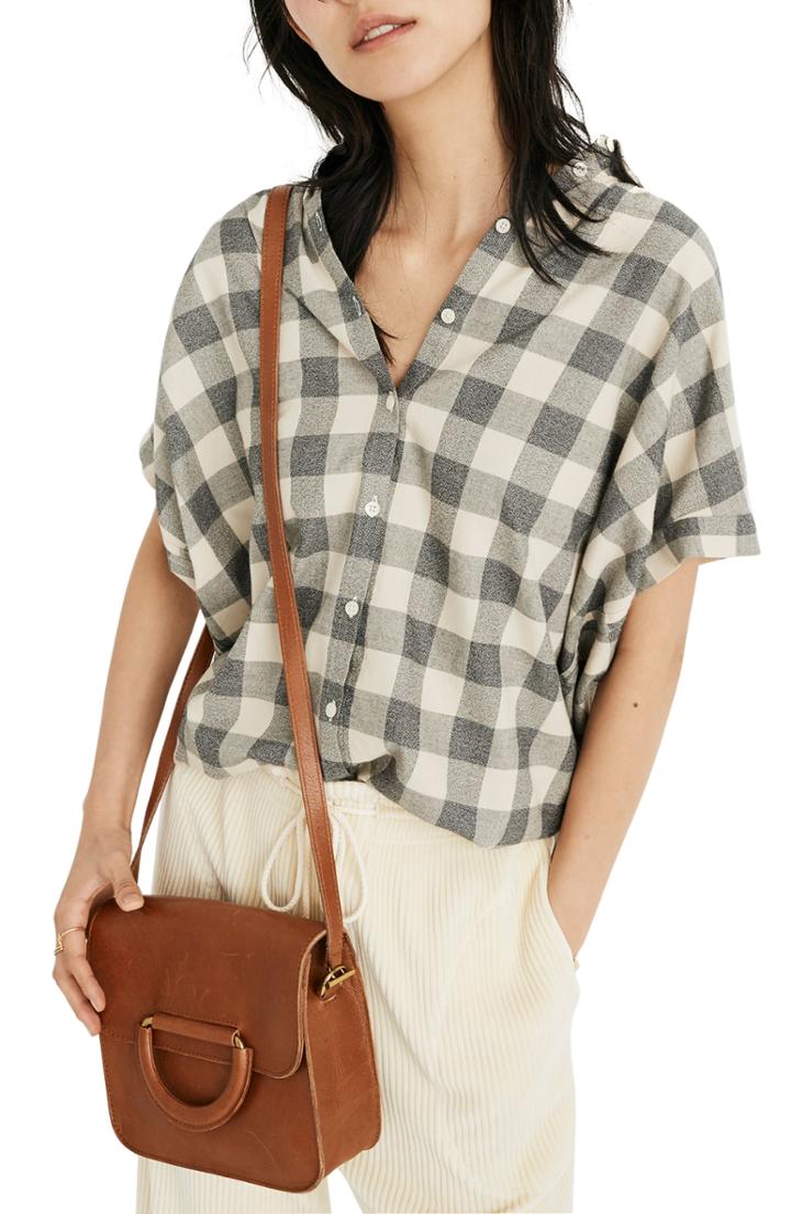 Women's Madewell Buffalo Check Central Shirt, Size - Ivory