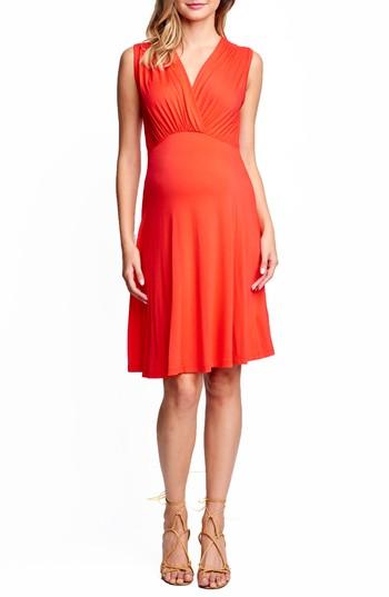 Women's Maternal America Sleeveless Empire Waist Maternity Dress - Red