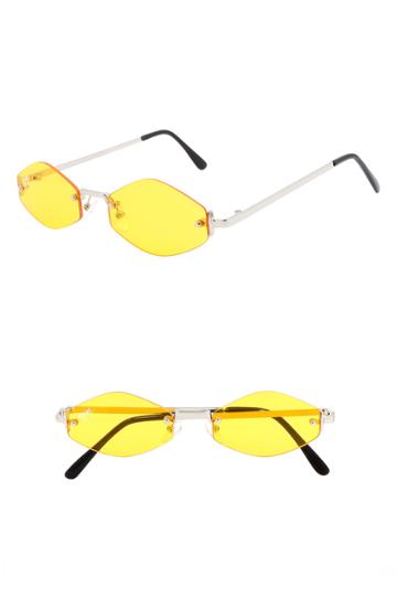 Women's Nem Retro 55mm Rimless Geometric Sunglasses - Banana Yellow/ Silver
