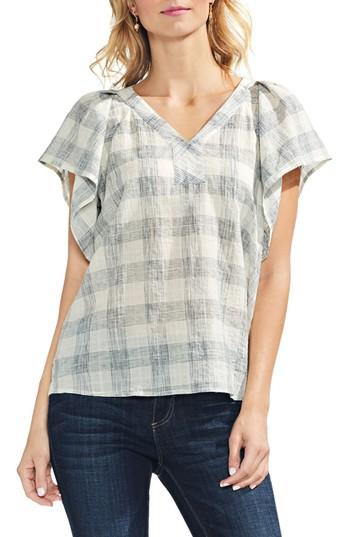 Women's Vince Camuto Plaid Top, Size - Blue