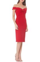 Women's Js Collections Ruched Off The Shoulder Sheath Dress - Red