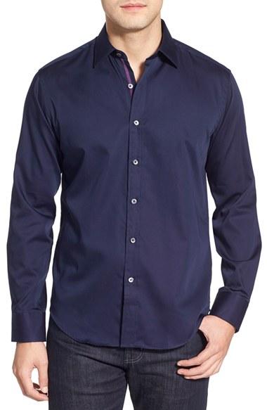 Men's Bugatchi Classic Fit Sport Shirt - Purple