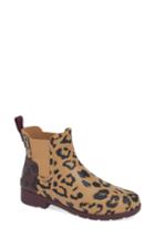 Women's Hunter Original Leopard Print Refined Chelsea Waterproof Rain Boot M - Brown