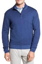 Men's David Donahue Ice Merino Wool Quarter Zip Pullover - Blue