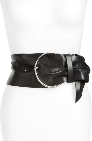 Women's Iro Balacia Wide Lambskin Leather Belt - Black