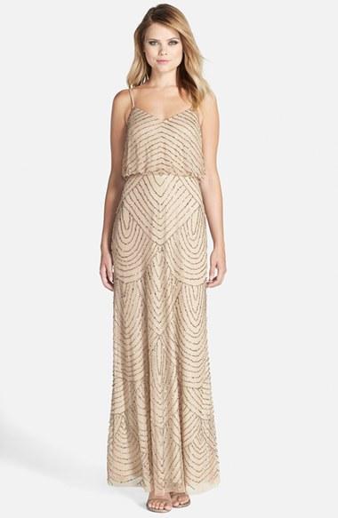 Women's Adrianna Papell Embellished Blouson Gown - Beige