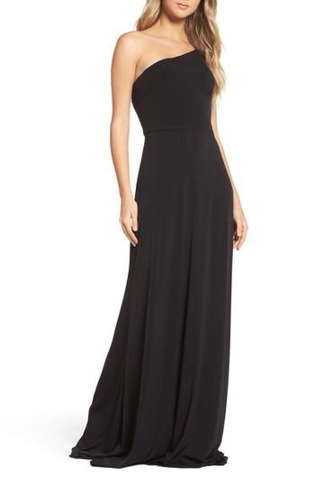 Women's Amsale One-shoulder Jersey Gown - Black
