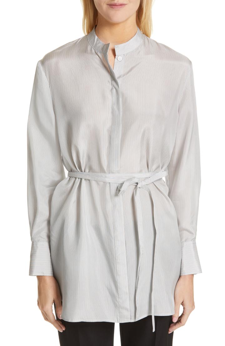 Women's Co Stripe Silk Blouse - Blue
