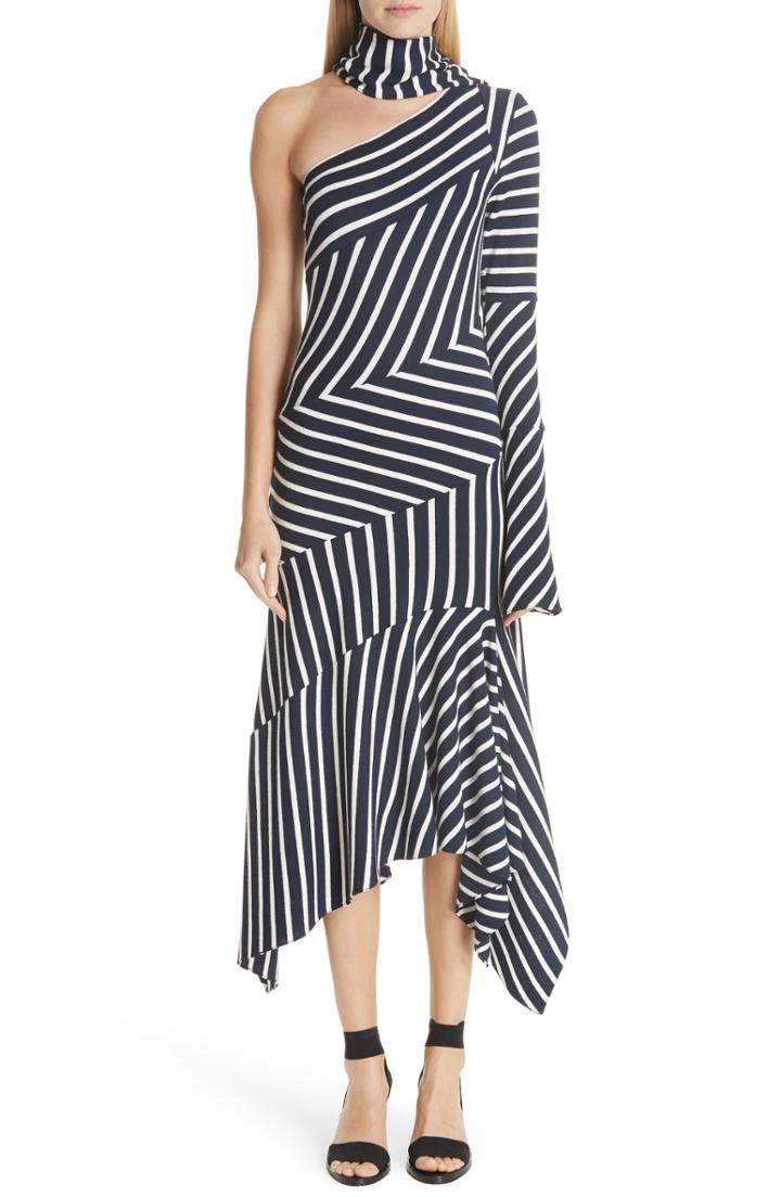 Women's Monse Asymmetrical Stripe Jersey Dress - Blue