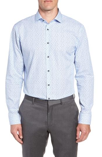 Men's 1901 Trim Fit Stripe Dot Dress Shirt - 32/33 - Blue