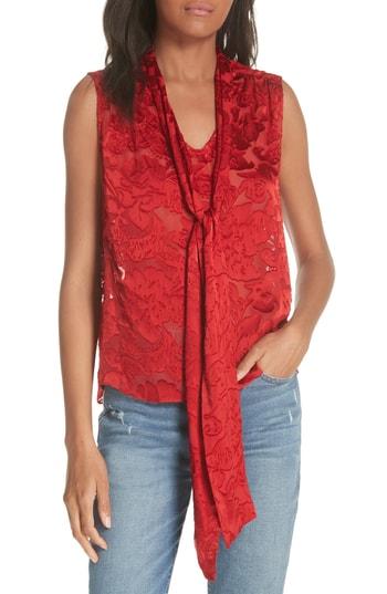 Women's Alice + Olivia Arie Tie Neck Blouse - Red