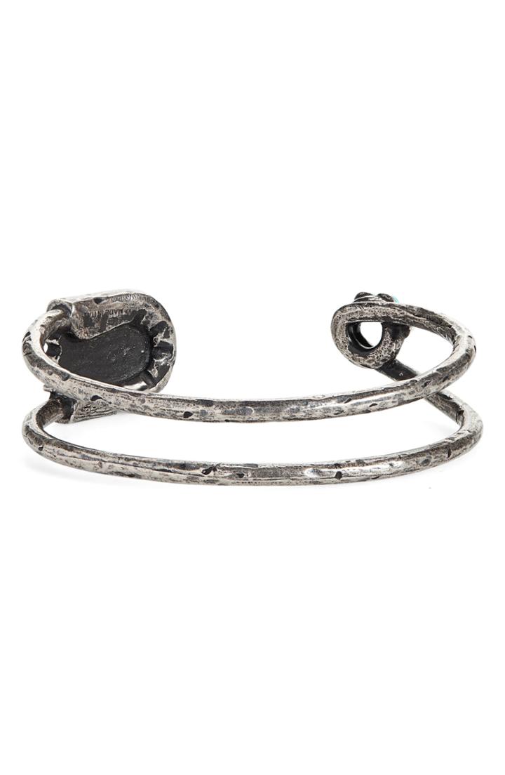 Men's Eleventy Tarnished Silver Turquoise Cuff