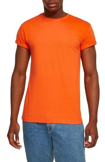 Men's Topman Muscle Fit Roller T-shirt - Orange