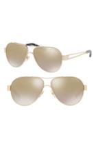 Women's Tory Burch 55mm Gradient Mirror Aviator Sunglasses - Gold
