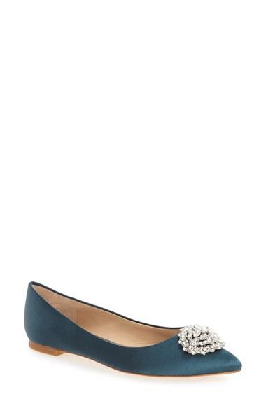Women's Badgley Mischka 'davis' Crystal Embellished Pointy Toe Flat