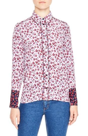 Women's Sandro Floral Print Silk Shirt