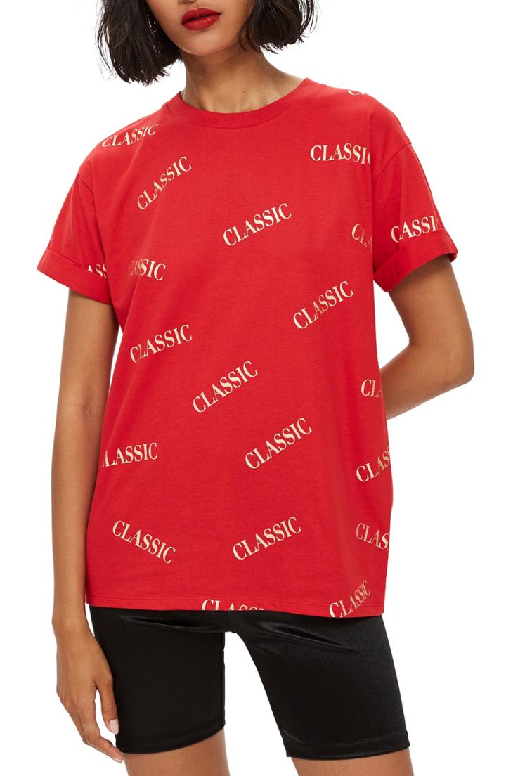 Women's Topshop Classic Print Tee Us (fits Like 0) - Red