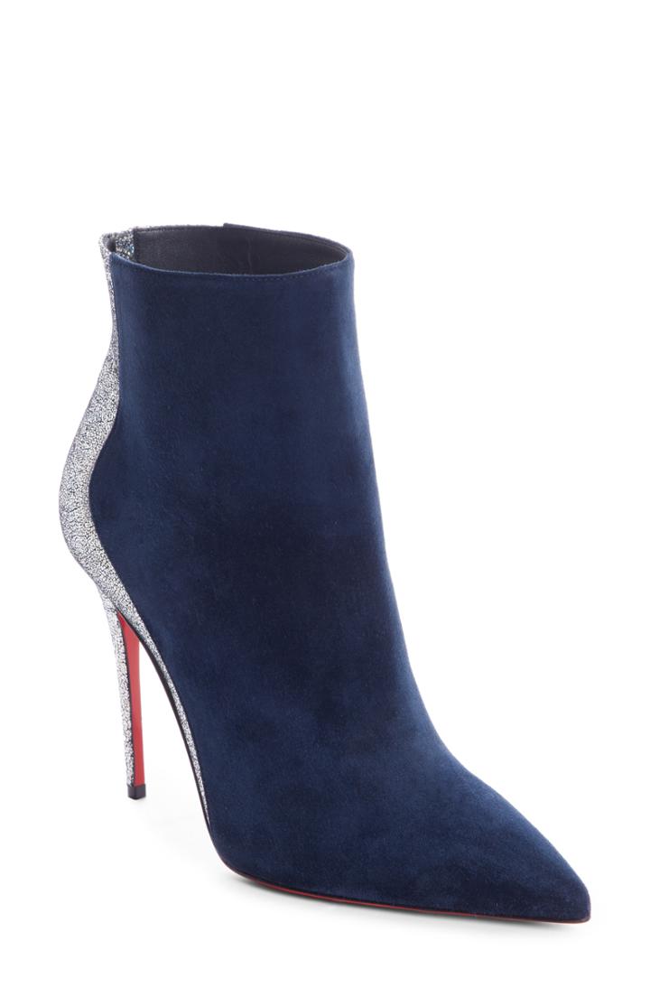 Women's Christian Louboutin Delicotte Pointy Toe Bootie .5us / 35.5eu - Blue