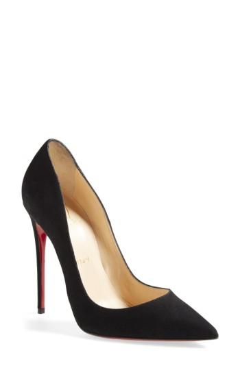 Women's Christian Louboutin 'so Kate' Pointy Toe Suede Pump .5us / 39.5eu - Black