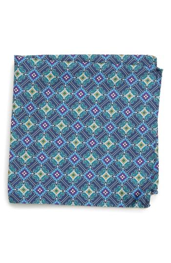 Men's Eton Medallion Silk Pocket Square, Size - Grey