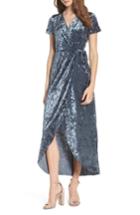 Women's Nsr Velvet Midi Wrap Dress - Blue
