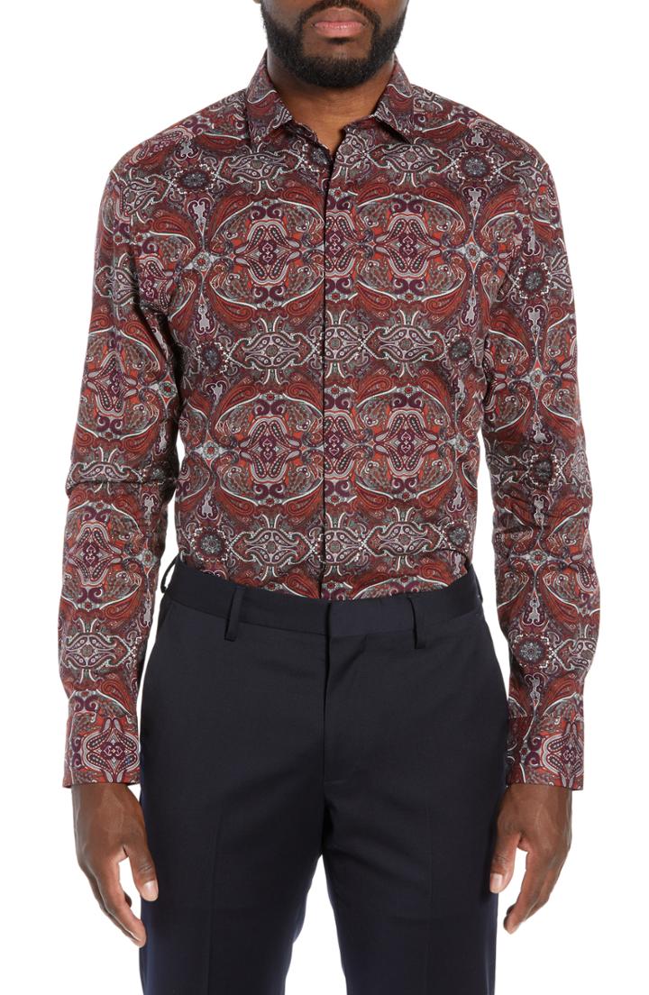Men's Vince Camuto Regular Fit Dot Sport Shirt - Red