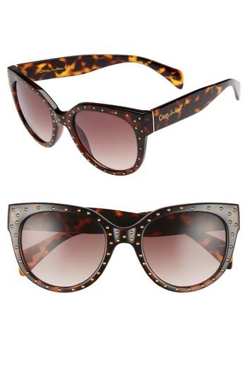 Women's Circus By Sam Edelman 70mm Studded Cat Eye Sunglasses - Tortoise