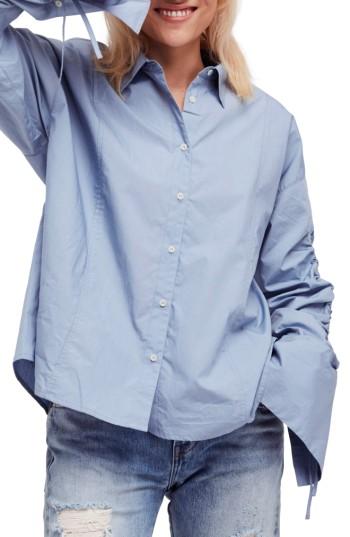 Women's Free People Brown Eyed Girl Poplin Blouse - Blue
