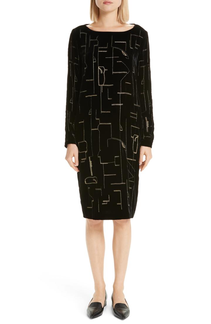 Women's Lafayette 148 New York Cressida Embellished Velvet Dress - Black