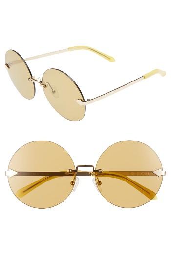 Women's Karen Walker Disco Circus 60mm Rimless Round Sunglasses - Marigold/ Gold