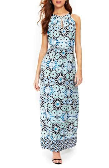 Women's Wallis Turquoise Tile Halter Top Maxi Dress Us / 10 Uk - Blue/green