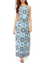 Women's Wallis Turquoise Tile Halter Top Maxi Dress Us / 10 Uk - Blue/green