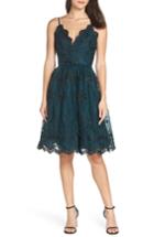 Women's Chi Chi London Embroidered Fit & Flare Party Dress - Green