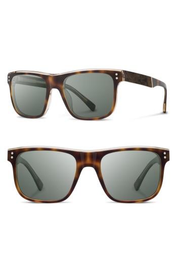 Men's Shwood Monroe 55mm Polarized Sunglasses - Brindle/ Elm/ G15pol