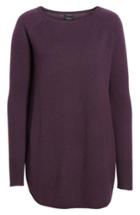Petite Women's Halogen Shirttail Wool & Cashmere Boatneck Tunic P - Purple
