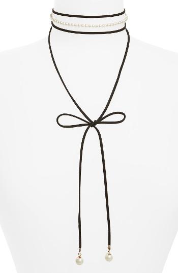 Women's Topshop Imitation Pearl & Tie Choker