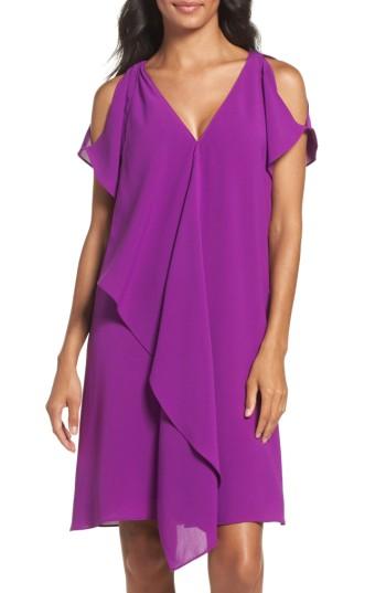 Women's Adrianna Papell Cold Shoulder Draped Shift Dress - Purple