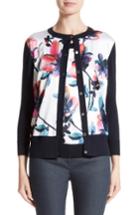 Women's St. John Collection Floral Print Cardigan - Blue