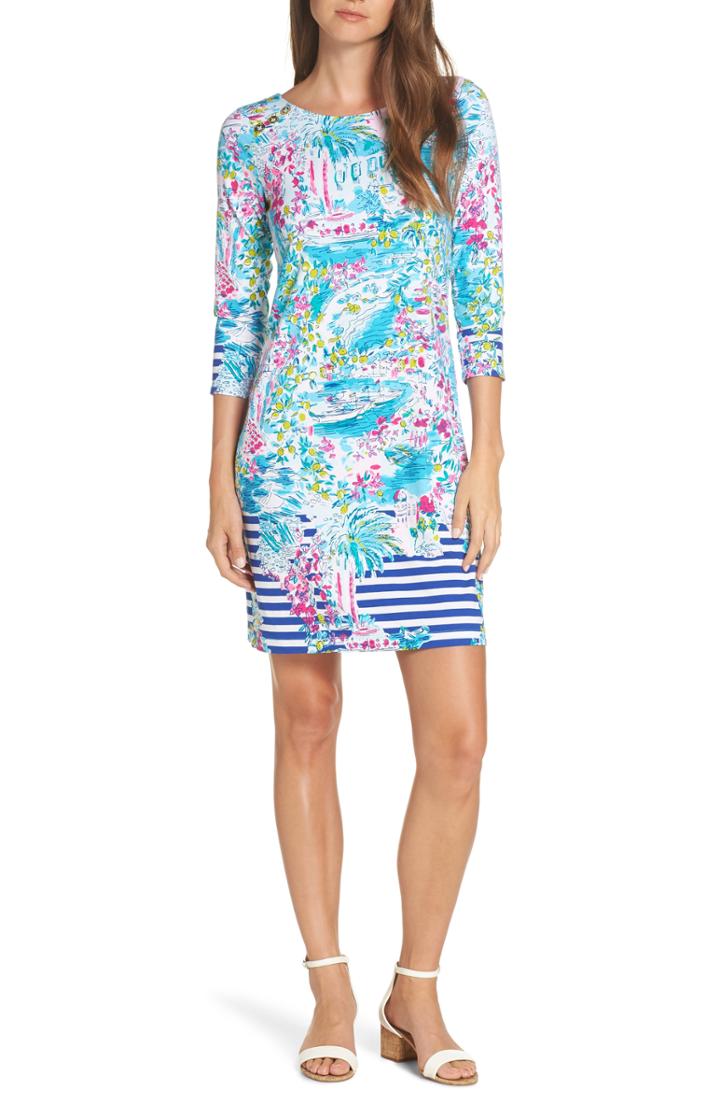 Women's Lilly Pulitzer Pearson Upf 50+ Shift Dress, Size - Blue